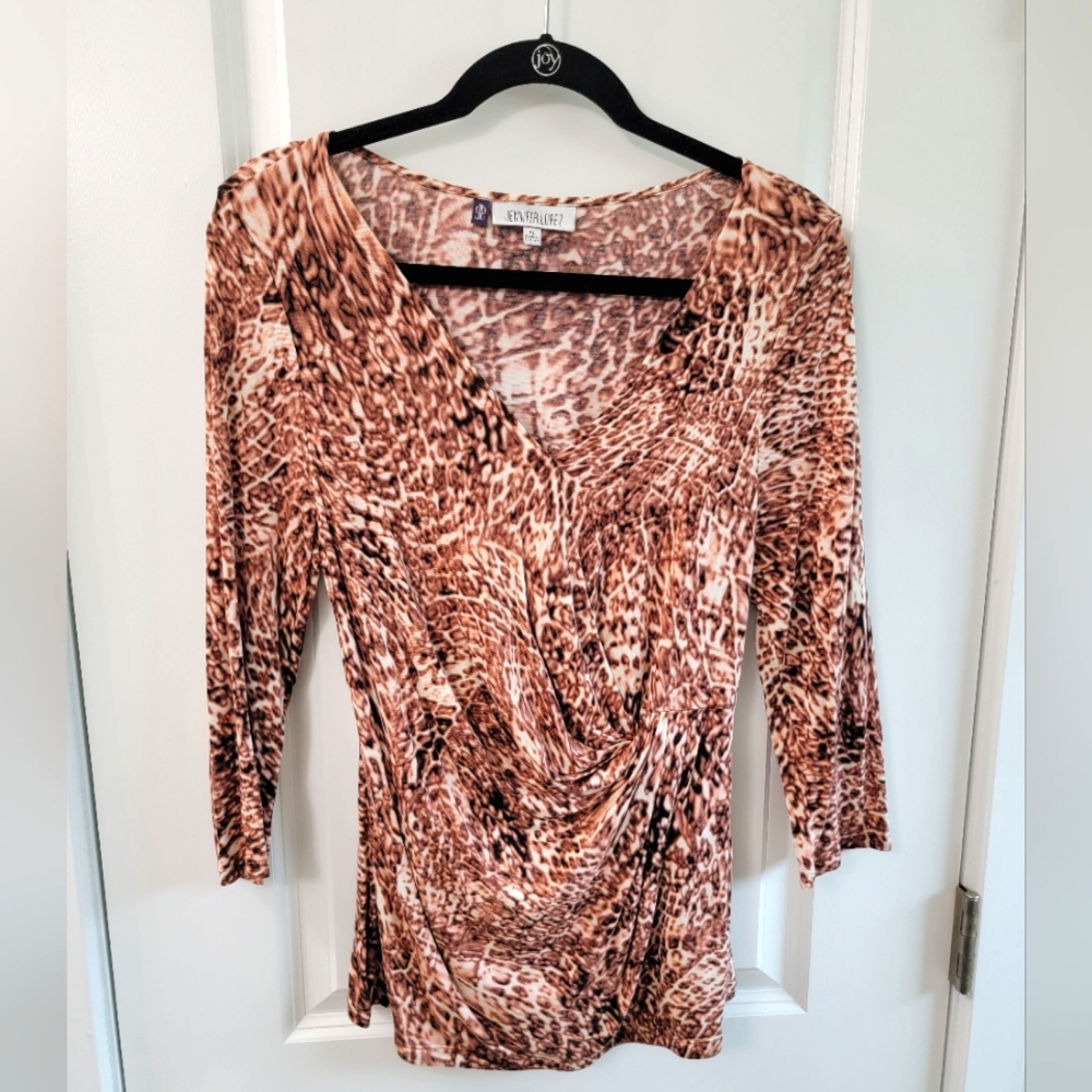 Jennifer Lopez Front Wrapped V-Neck Blouse